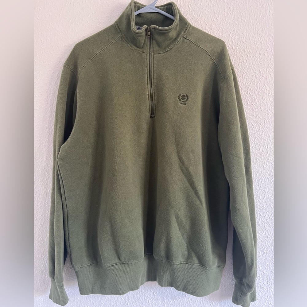 Men's IZOD Olive Green Quarter-Zip Fleece Sweater